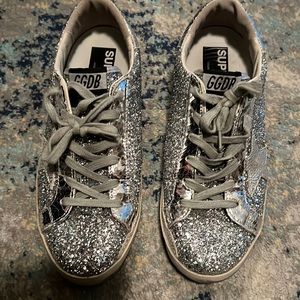 Golden Goose Super Stars Silver Glitter- Size 40 = US 10